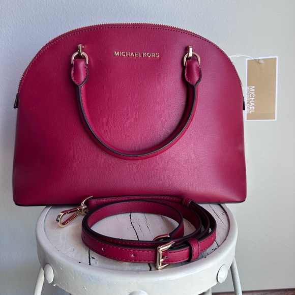 NWT Michael Kors Large Emmy Dome Satchel NWT Scarlet Red MK - Picture 1 of 7